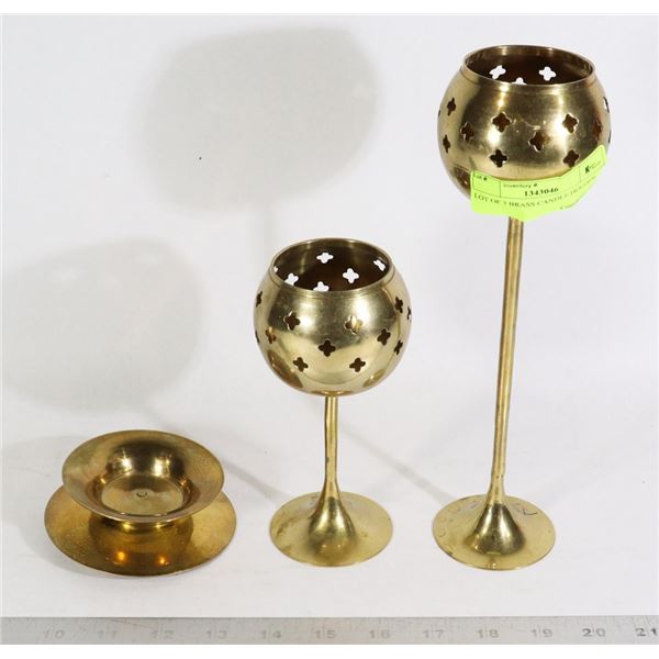 LOT OF 3 BRASS CANDLE HOLDER