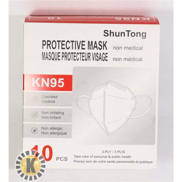 10PC BOX OF KN95 PROTECTIVE MASKS