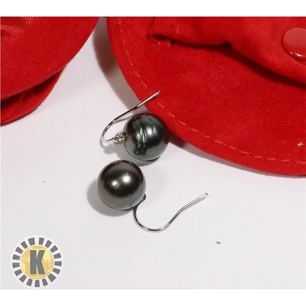 SILVER TAHITION PEARL 10-11MM  EARRINGS