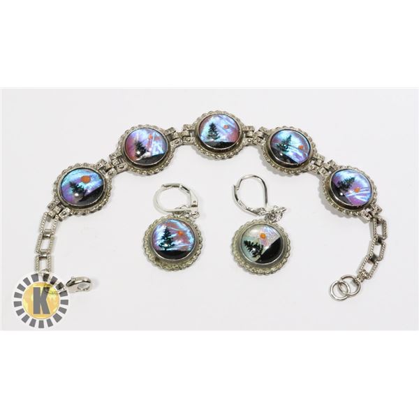 4)  VINTAGE SILVER TONE WITH TRANSFER PRINT OF