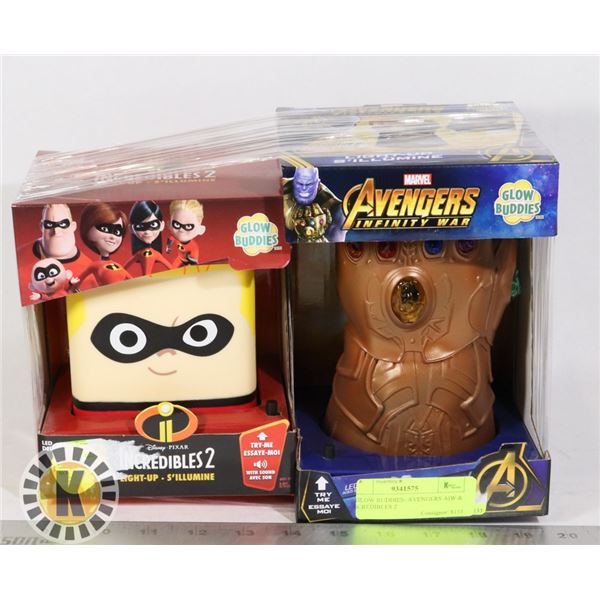 2 GLOW BUDDIES- AVENGERS AIW &  INCREDIBLES 2