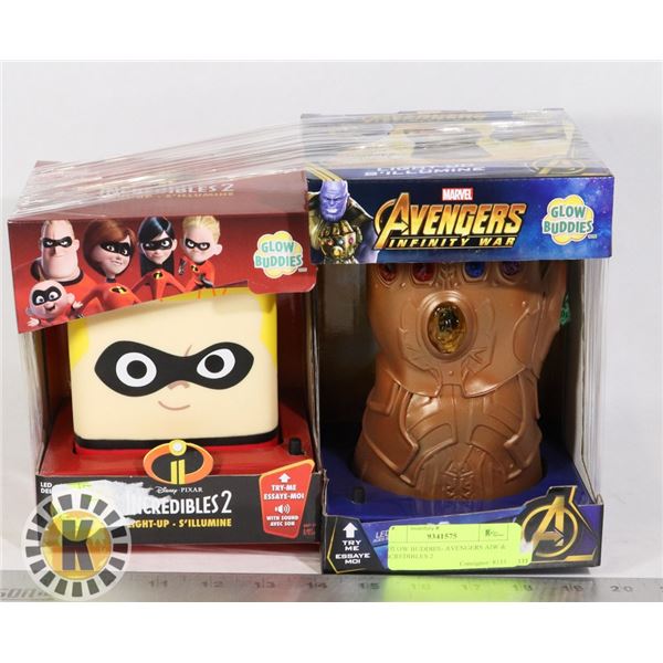 2 GLOW BUDDIES- AVENGERS AIW &  INCREDIBLES 2