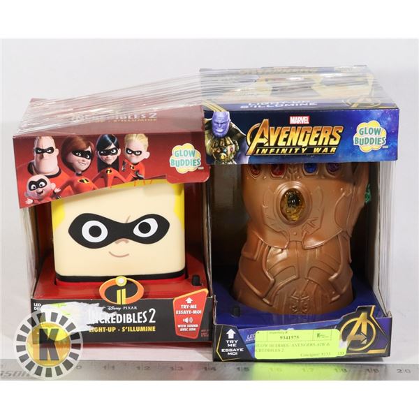 2 GLOW BUDDIES- AVENGERS AIW &  INCREDIBLES 2