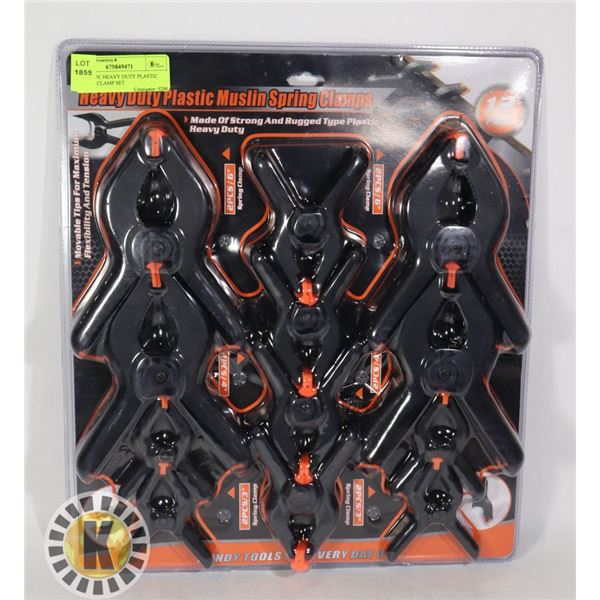 NEW 12PC HEAVY DUTY PLASTIC SPRING CLAMP SET