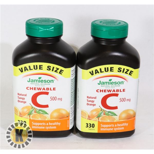 TWO BOTTLES OF JAMIESON CHEWABLE VITAMIN C 500MG