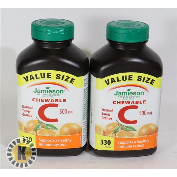 TWO BOTTLES OF JAMIESON CHEWABLE VITAMIN C 500MG