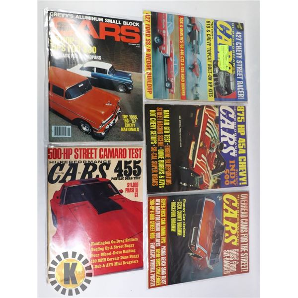 5 VINTAGE "CARS" MAGAZINE 1968 TO 1970