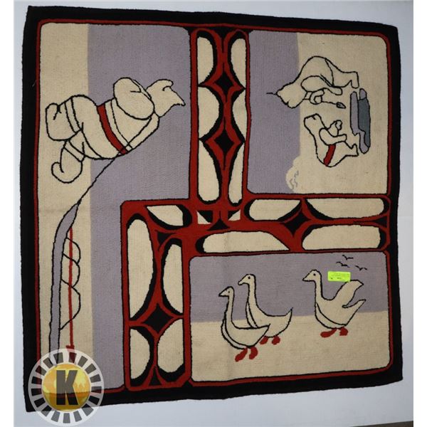 INUIT ESKIMO CEREMONIAL RUG VERY UNIQUE HALL BEACH
