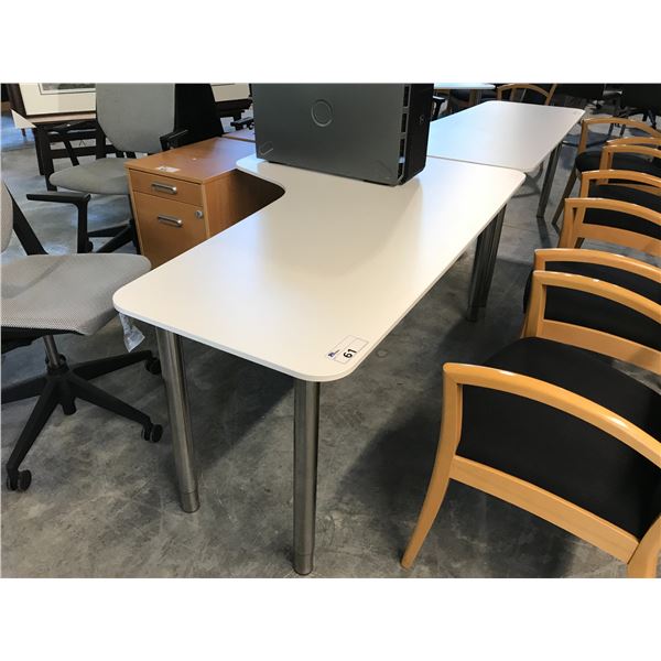 WHITE 5' X 4' CORNER COMPUTER TABLE (LH)