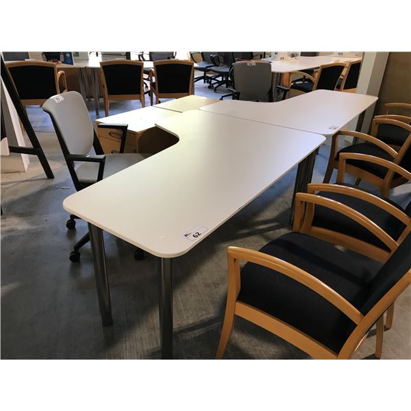 WHITE 5' X 4' CORNER COMPUTER TABLE (RH)