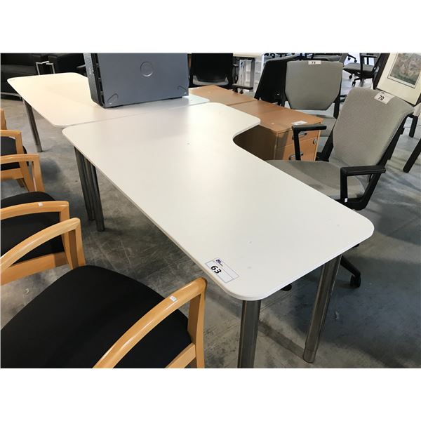 WHITE 5' X 4' CORNER COMPUTER TABLE (RH)