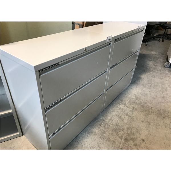 GREY 3 DRAWER LATERAL FILE CABINET