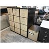 Image 1 : LOT OF VINTAGE OFFICE FURNITURE INCLUDING FILE CABINETS, DESK, COAT TREES, CHAIRS AND A LOCKED SAFE