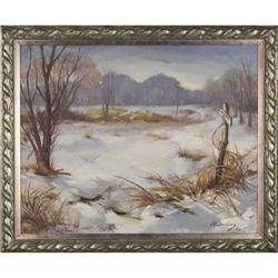 Robert Rukavina-Winter Landscape-original oil #1870105