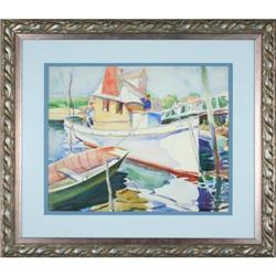 Frederick Charman - ?Harbor Boat? watercolor #1870120