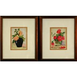 "Yellow Roses on Vase" & "Red Roses in Vase" by#1870144