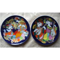 Rare Pair 1976 Rosenthal B Wiinblad Plates #1870408