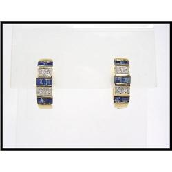 SAPPHIRE SQUARE DIAMOND EARRINGS WERE $885.00 #1870434