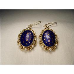 Victorian 18K Gold Enamel Seed Pearl Earrings #1870461