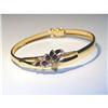 Image 1 : Estate 14K YG Sapphire Diamond Bangle Bracelet #1870498