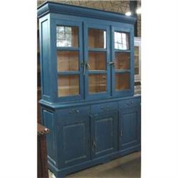 PRIMITIVE BLUE MILK PAINT LINEN PRESS BOOKCASE #1870879