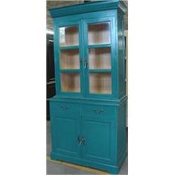 PRIMITIVE GREEN MILK PAINT LINEN PRESS BOOKCASE#1870880