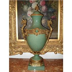 Louis XVI style Celadon Ormolu Urn #1870885