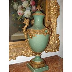 Louis XVI style Celadon Ormolu Urn #1870886