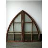 Image 1 : Arched Walnut Windows  Chicken Wire Glass 19th #1872972