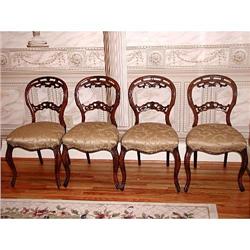 Louis XV Chairs C.1875 4 Walnut Reupholstered  #1872987