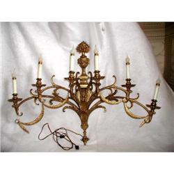 Louis XV Brass Sconce 6 Arm Electrified 19th C #1872991