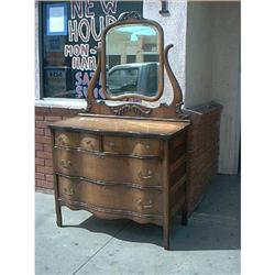 Vintage Oak Serpentine Front Dresser  #1873020