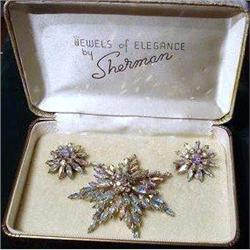 SHERMAN-AURORA BOREALIS-BROOCH&EARRINGS #1873034