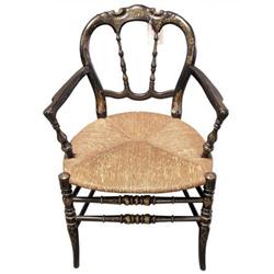 Ebonized Aesthetic Painted Admiral Arm Chair  #1873052