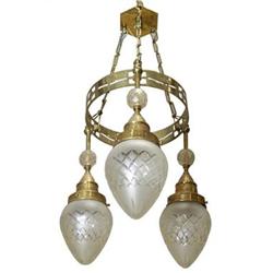 Austrian Art Deco Brass Electric Chandelier #1873081