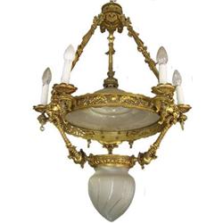 Antique Neoclassical Bronze Chandelier #1873100