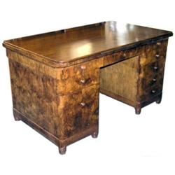 Art Deco Mid-Century Walnut Kneehole Desk #1873106