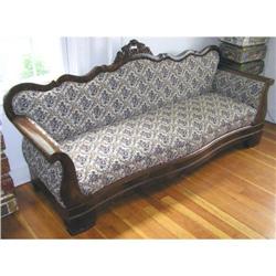 Antique Victorian Mahogany Upholstered Sofa #1873107