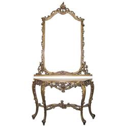 Rococo Giltwood Console Table with Mirror #1873112