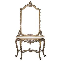 Rococo Giltwood Console Table with Mirror #1873112