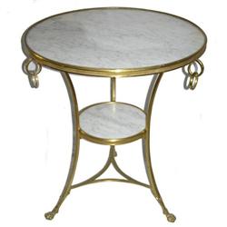 Bronze & White Marble Gueridon Table #1873114