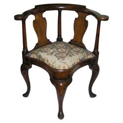 Queen Anne Period Walnut Corner Armchair #1873132