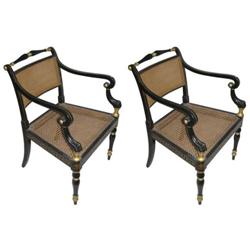 Pair Regency Parcel-Gilt Caned Armchairs #1873133