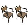 Image 1 : Pair Regency Parcel-Gilt Caned Armchairs #1873133