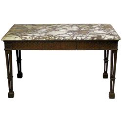 Gothic Revival Marble Top Mahogany Table #1873153