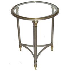 Mid-Century Nickel & Brass Gueridon Side Table #1873172