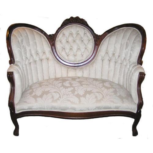 Victorian White Upholstered Settee Sofa 1873174