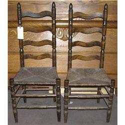 Pair of Antique Ladder Back Side Chairs #1873217