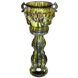 Awaji Japanese Majolica Jardiniere & Stand #1873235