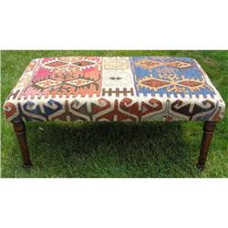 Vintage Bench w Kilims Indian Rug Upholstery #1873247